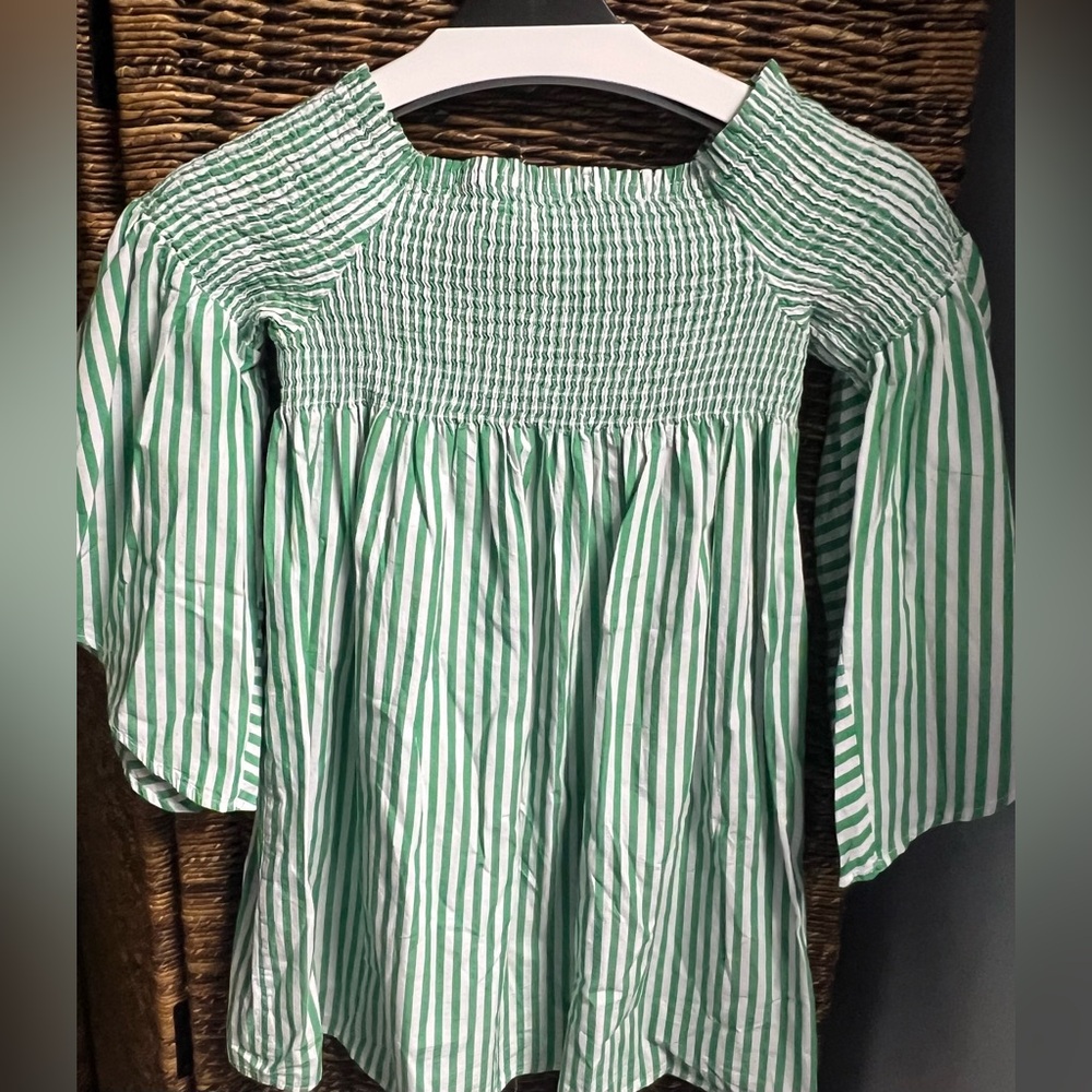 Zara - Off the shoulder shirt, Size: XS, White/Green,‎ Pre-Owned